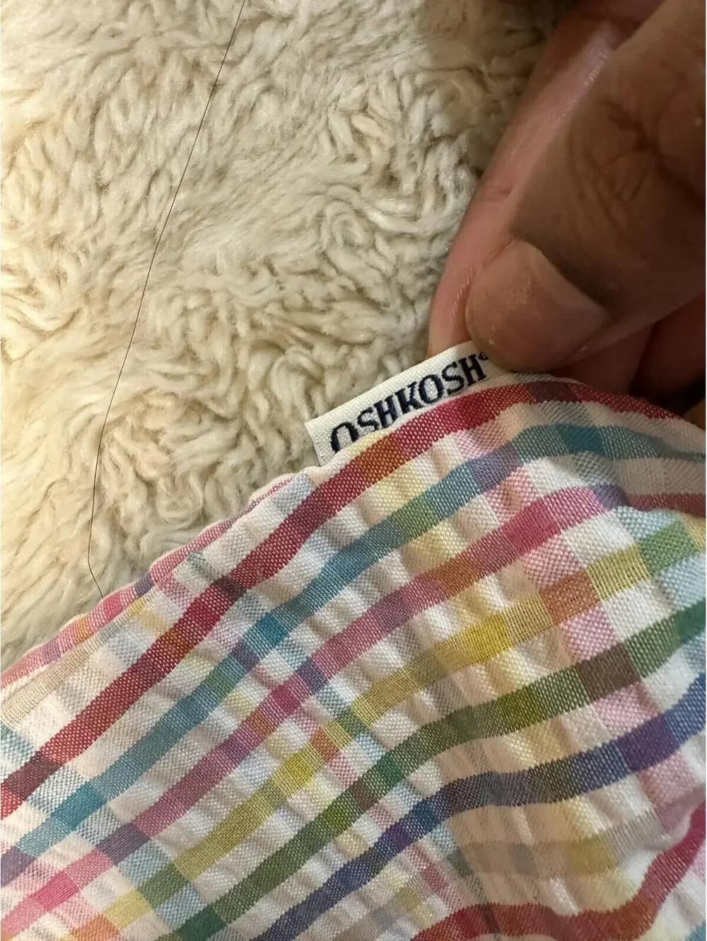 OshKosh Girl's multicolored plaid seeksucker dress Size 18M rainbow cottagecore